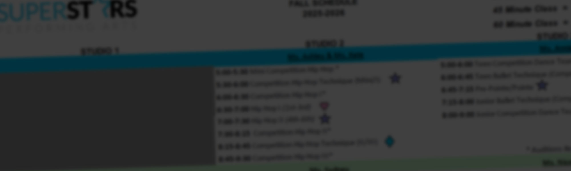 2025-2026 Fall Schedule